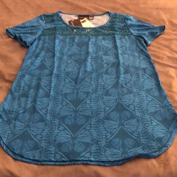 Antthony Originals 2pc Knit Top & Pants Woman Size Small Print Top Lace Inset - Picture 10 of 14